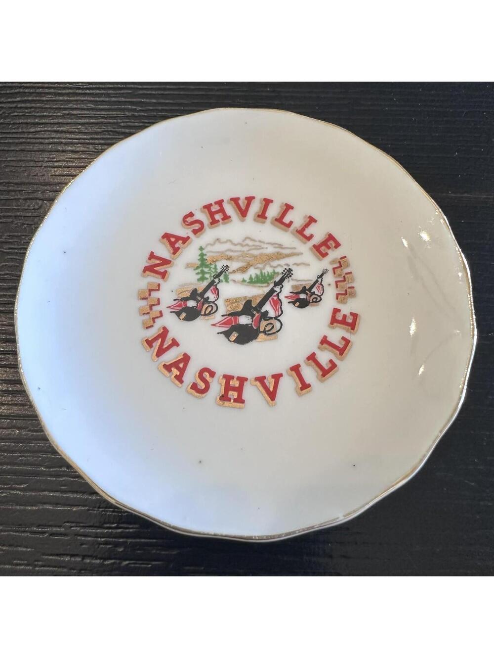 Vintage Nashville Tennessee Mini Souvenir Ashtray Dish Taiwan ROC Ceramic EUC